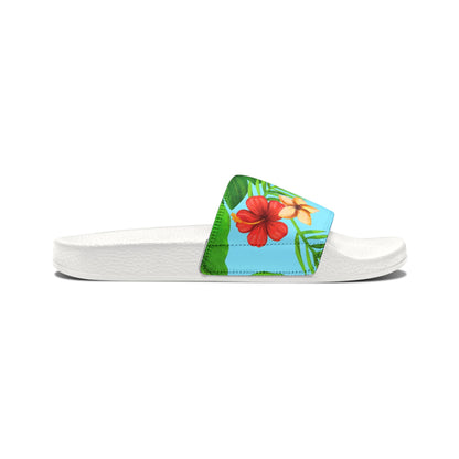 "Tropical Dreamscapes: Skybound Hibiscus" Men's Beach Sandals