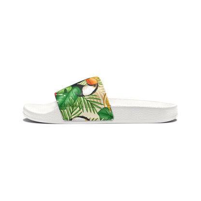 "Toucans Hiding in Hibiscus" Women's Beach Sandals