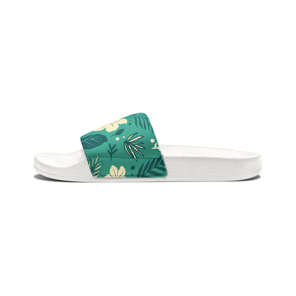 "Tropical Whispers: Teal Tapestry" Men's Beach Sandals