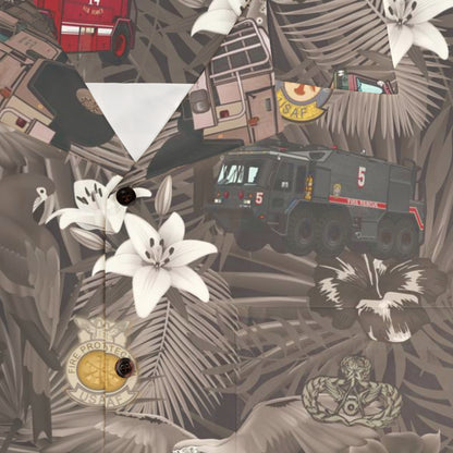 Hawaiian Shirt - "The Goodfellow Era ARFF Trucks" - Black in Cotton