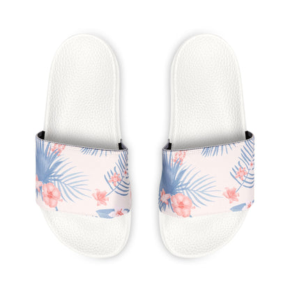 "Tropical Bliss: Coral Hibiscus Dreams" Women's Slide Sandals