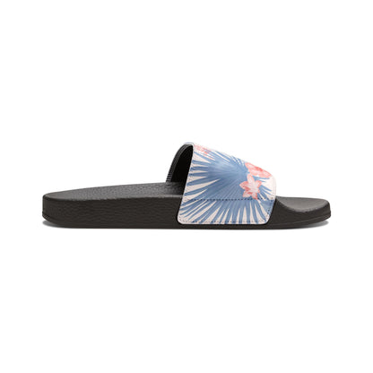 "Tropical Bliss: Coral Hibiscus Dreams" Women's Slide Sandals