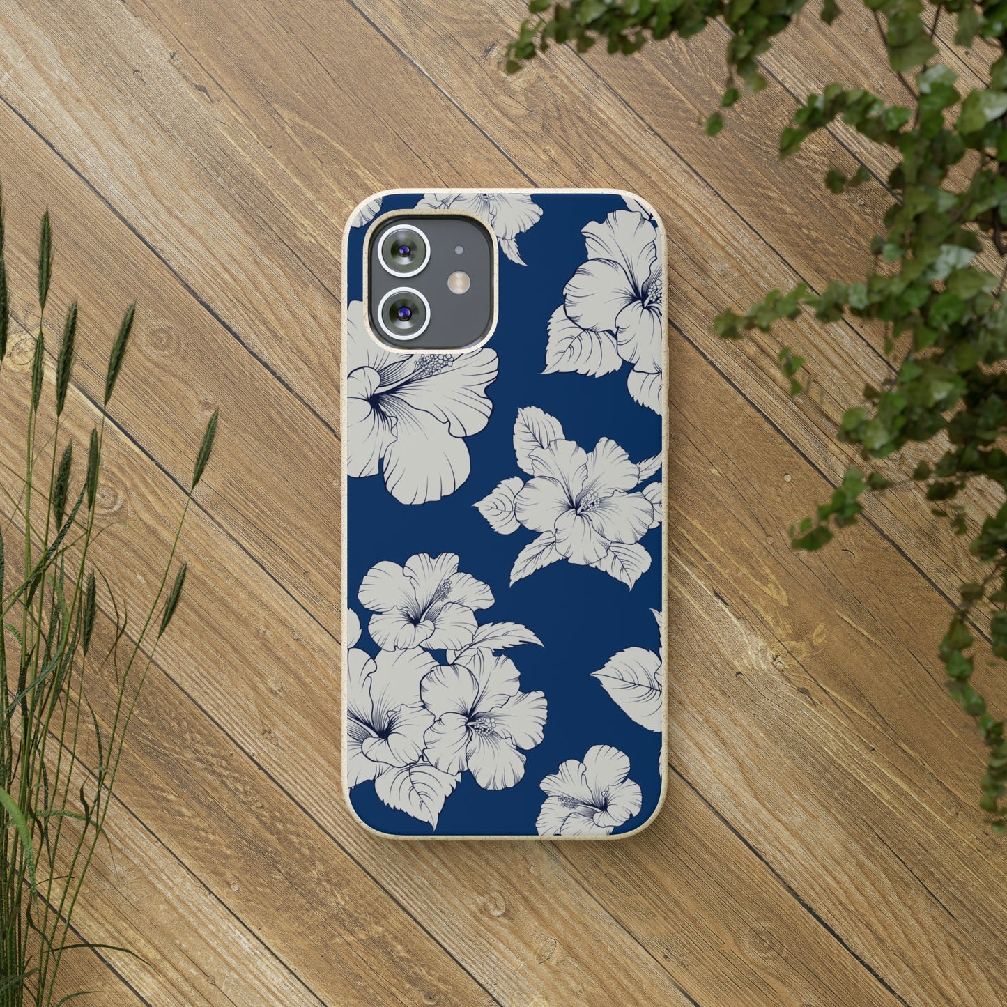 "Classic White Hibiscus"  Eco Biodegradable Phone Cases - iPhone and Galaxy