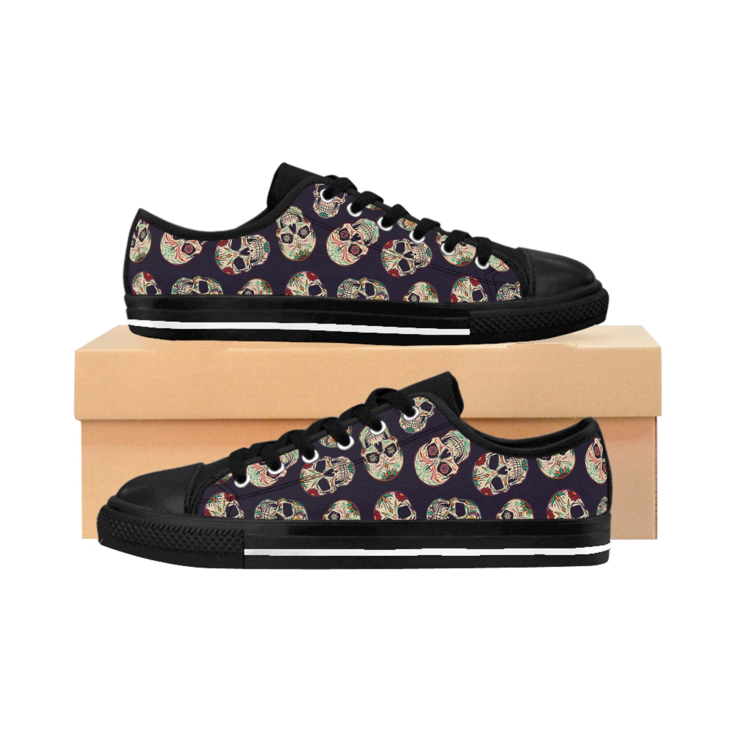 "Dia de Muertos Darkness" Low Top Kicks