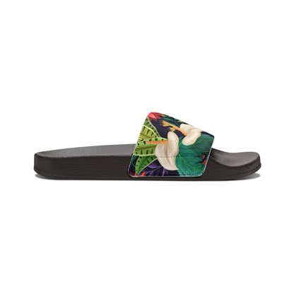 "Nocturnal Blooms: Nighttime Botanical Beauty" Men's Beach Sandals