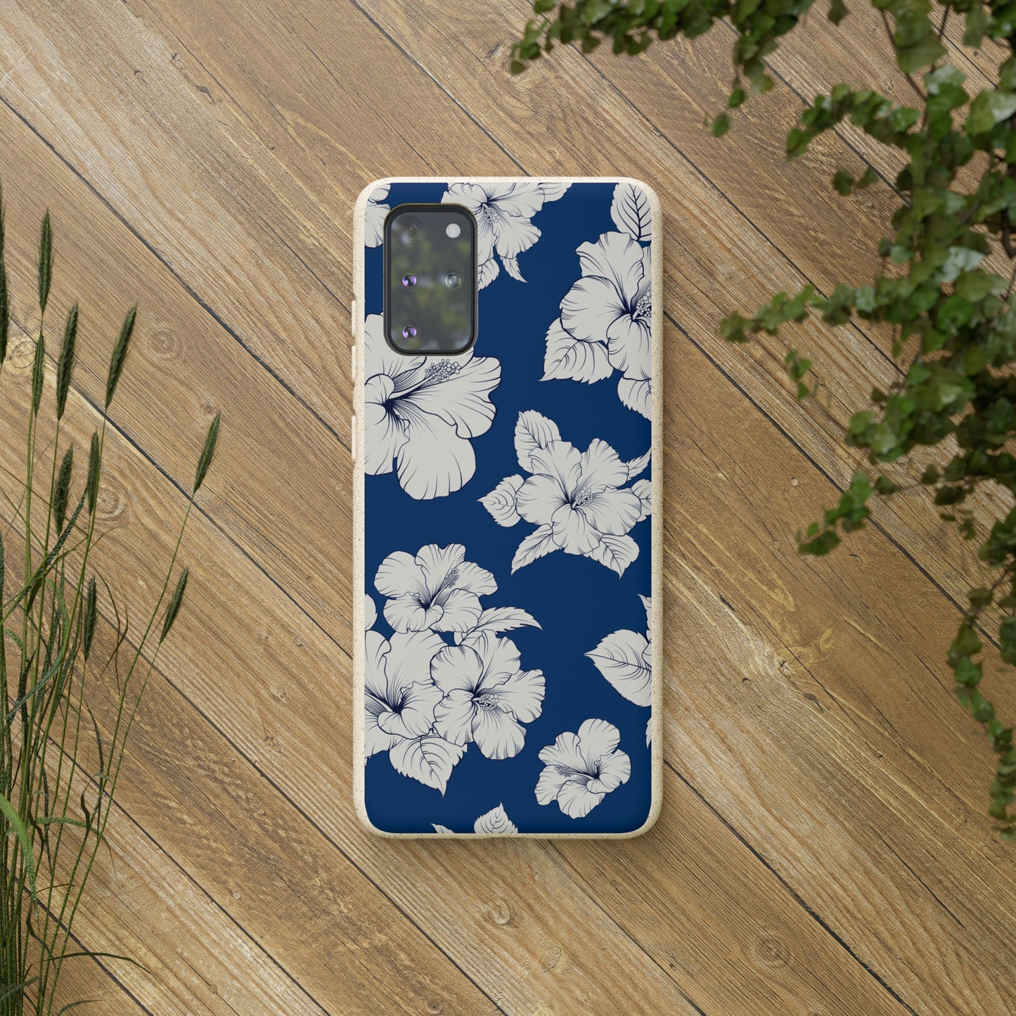 "Classic White Hibiscus"  Eco Biodegradable Phone Cases - iPhone and Galaxy