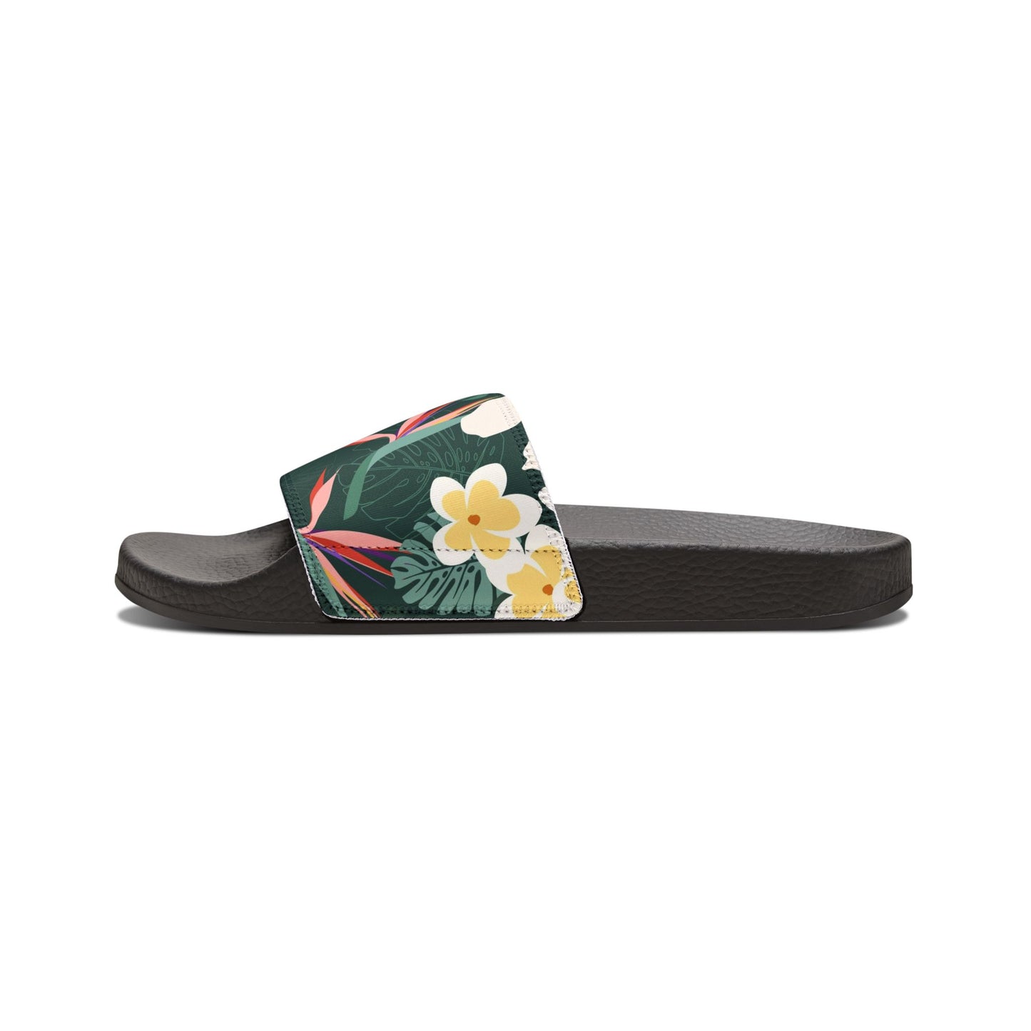 "Dark Allure with Floral Flourish" Women's Beach Sandals