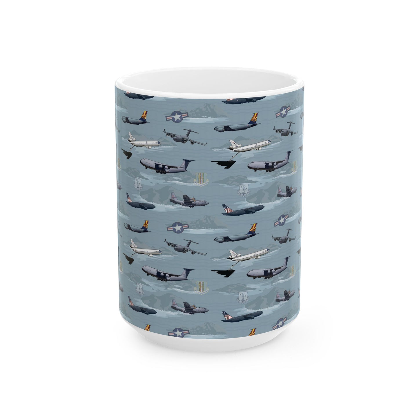 Airplane Blue Ceramic Mug, (11oz, 15oz)