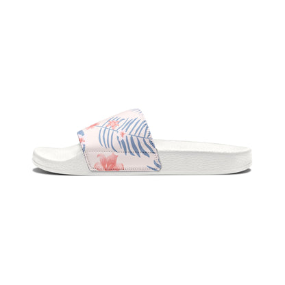 "Tropical Bliss: Coral Hibiscus Dreams" Women's Slide Sandals