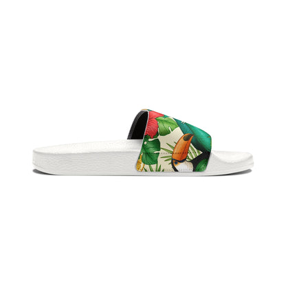 "Toucans Hiding in Hibiscus" Women's Beach Sandals