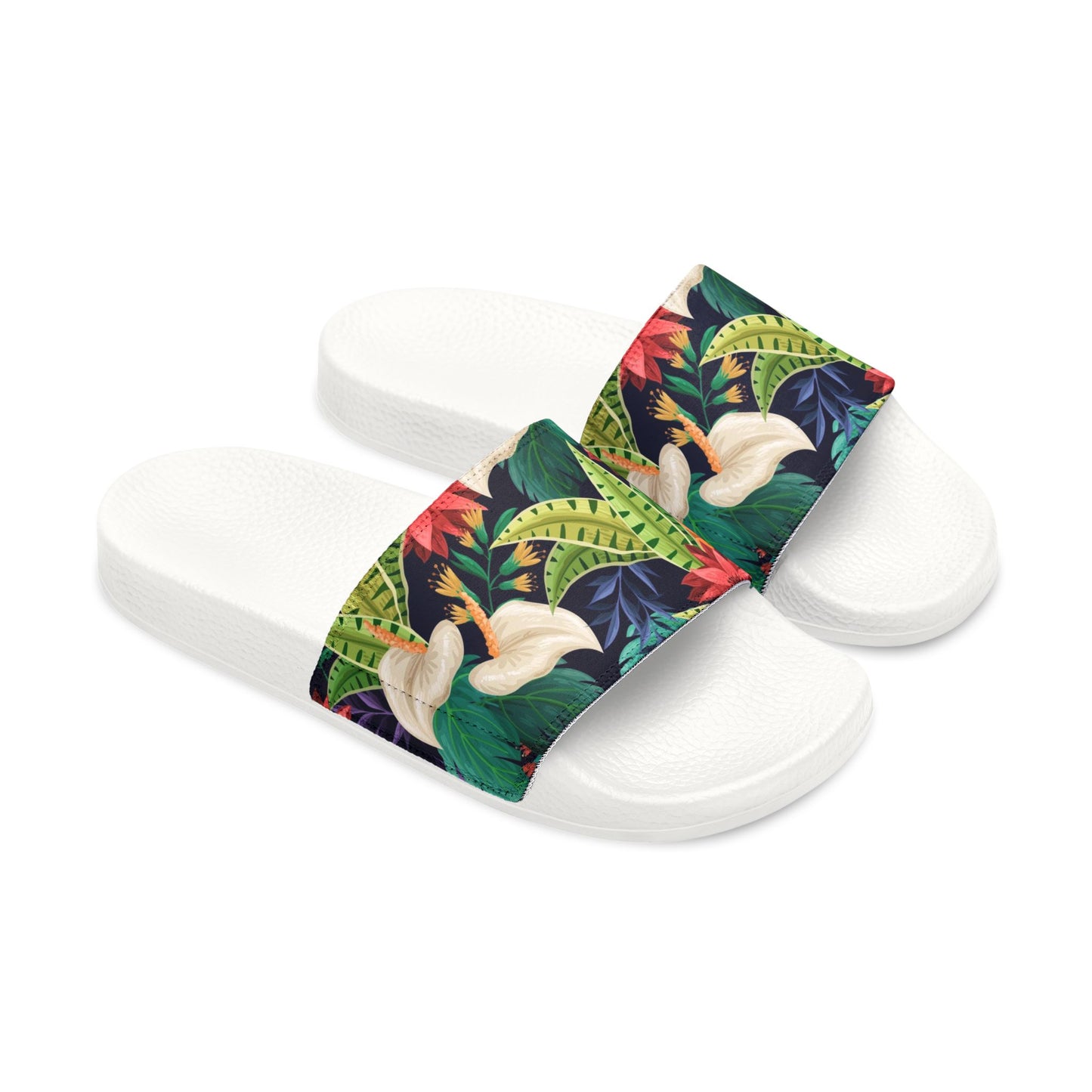 "Nocturnal Blooms: Nighttime Botanical Beauty" Men's Beach Sandals