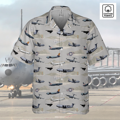 "Air Mobility Command " Tribute Hawaiian Shirt, Beige in Cotton!