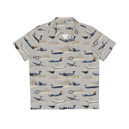 Beige polyester tribute item featuring designs inspired by the United States Air Force's heavy aircraft, celebrating military aviation heritage.