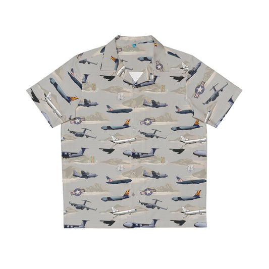 Beige polyester tribute item featuring designs inspired by the United States Air Force's heavy aircraft, celebrating military aviation heritage.