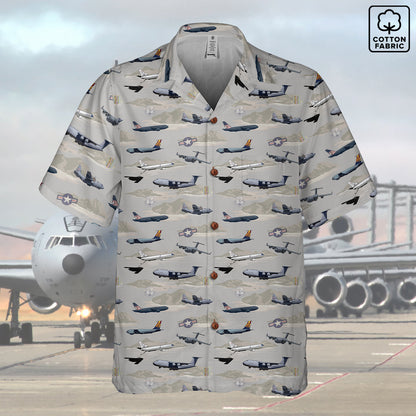 "Air Mobility Command " Tribute Hawaiian Shirt, Beige 100% Cotton!