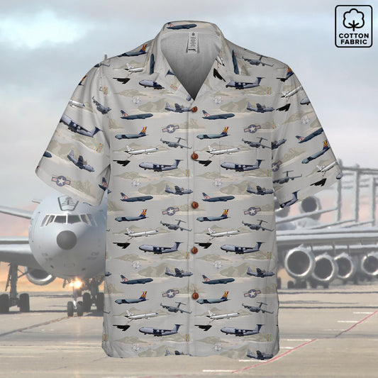 "Air Mobility Command " Tribute Hawaiian Shirt, Beige 100% Cotton!