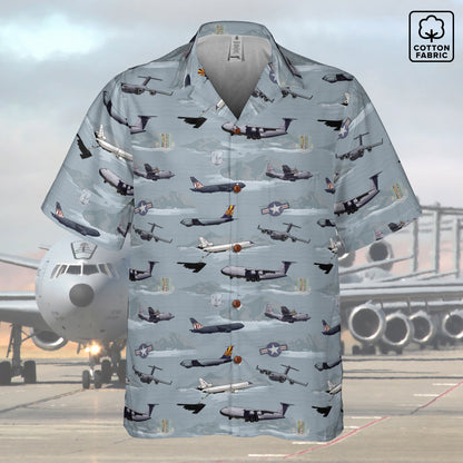 "Air Mobility Command " Tribute Hawaiian Shirt, Blue 100% Cotton!