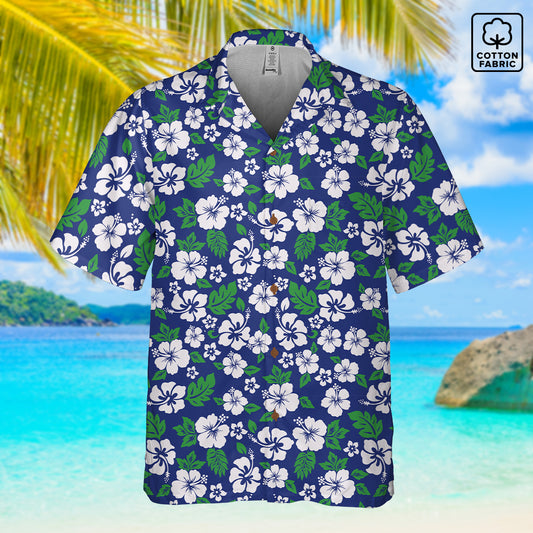 "Aloha Spirit Blooms" Hawaiian Shirt - Cotton