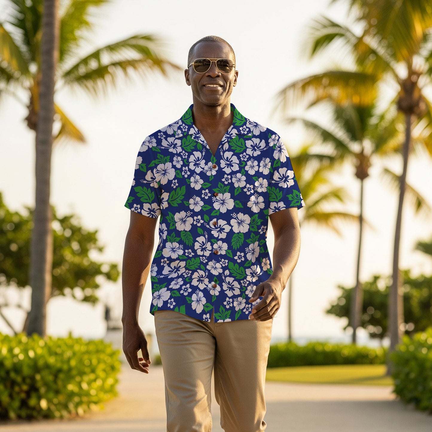 "Aloha Spirit Blooms" Hawaiian Shirt - 100% Cotton