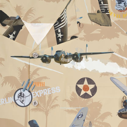 "B-25 Mitchell Tribute" Hawaiian Shirt Cotton - Cream