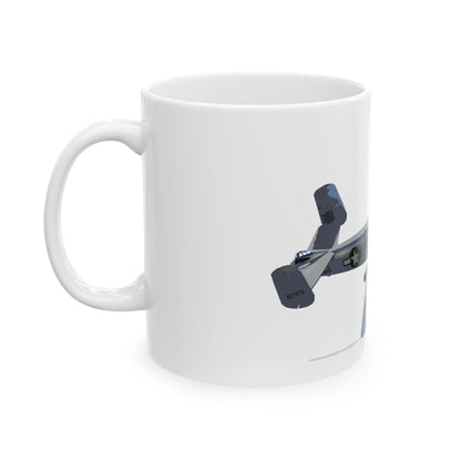​Ceramic mug showcasing the B-25 bomber with Tuskegee Airmen tribute, available in 11oz and 15oz sizes, perfect for daily use or as a collector's item.