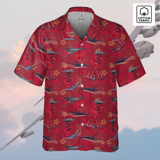 "USAF Bombers" Tribute Hawaiian Shirt, Red in Cotton!