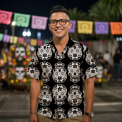 “Calavera Blanca” Día de Muertos Cotton Celebration Shirt