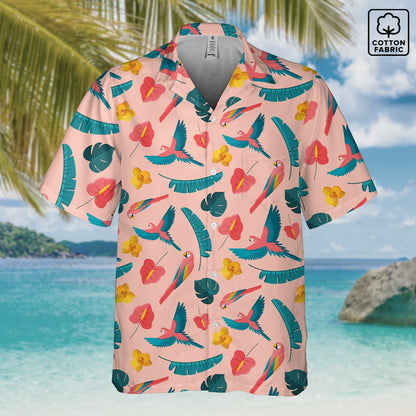 "Colorful Plumage" Hawaiian Shirt - Cotton