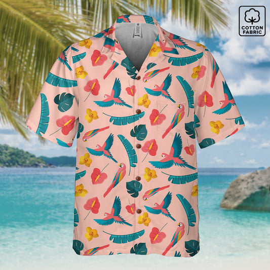 "Colorful Plumage" Hawaiian Shirt - 100% Cotton