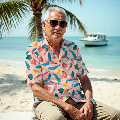"Colorful Plumage" Hawaiian Shirt - 100% Cotton