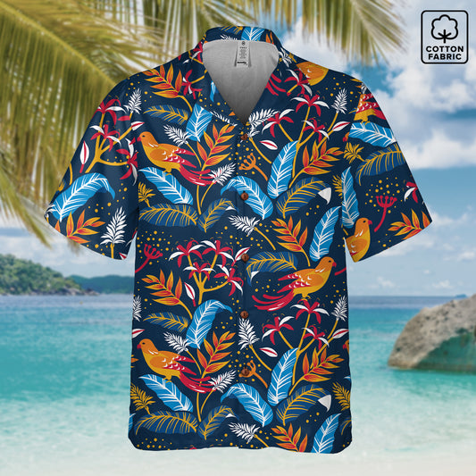 "Crazy Birds" Hawaiian Shirt - 100% Cotton