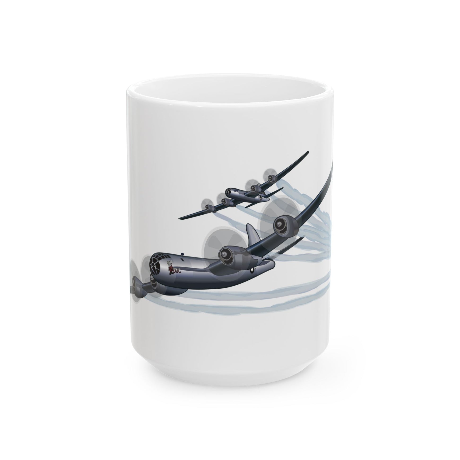 Durable ceramic coffee mug with a playful Doc and Fifi graphic, perfect for collectors, available in two sizes: 11oz and 15oz.