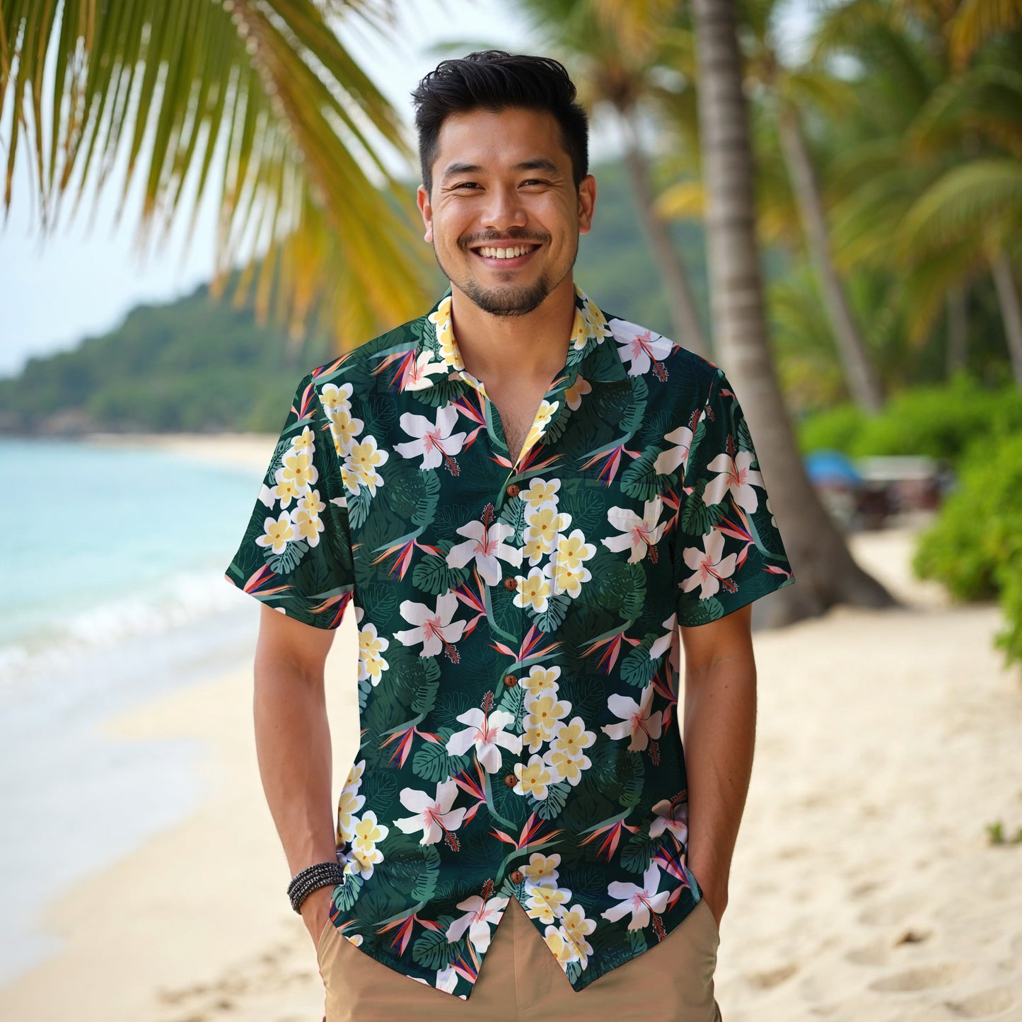 "Dark Allure" Hawaiian Shirt - 100% Cotton