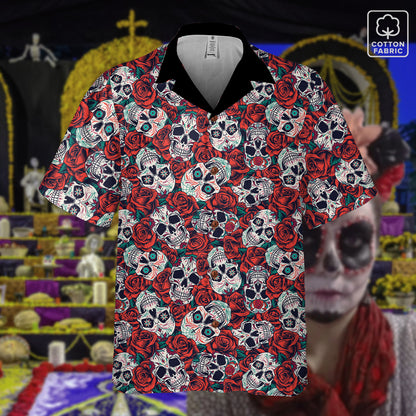 "Dia De Muertos in Roses" Cotton Celebration Shirt