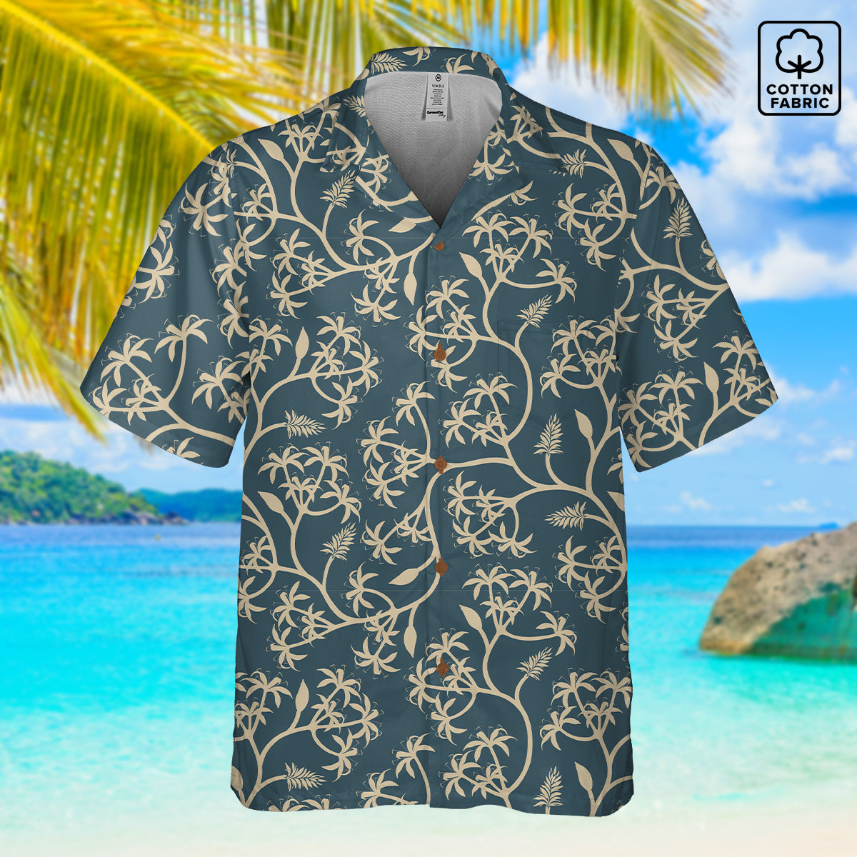 "Earthy Bluescape Oasis" Hawaiian Shirt - Cotton