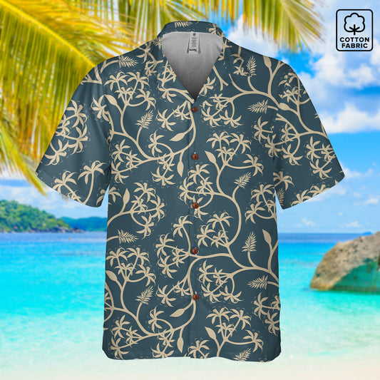 "Earthy Bluescape Oasis" Hawaiian Shirt - 100%  Cotton
