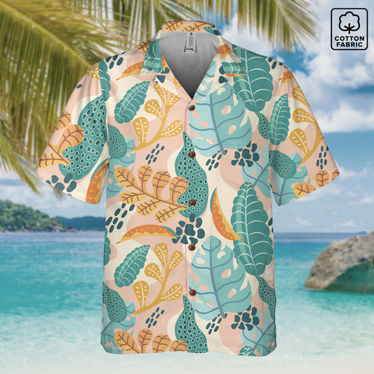 "Earthy Tropics Reverie" Hawaiian Shirt - 100%  Cotton