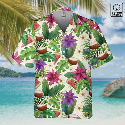 "Exotic Fruit Blossom" Hawaiian Shirt -Cotton