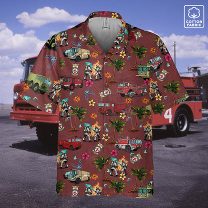 Air Force Firefighters Fundraiser Hawaiian Shirt by Island Vibes For Life - Red