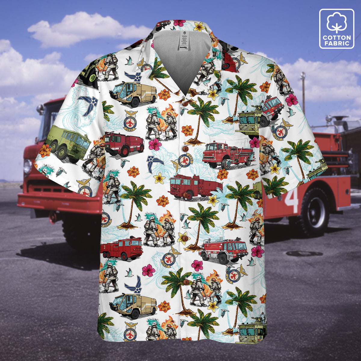 Air Force Firefighters Fundraiser Hawaiian Shirt by Island Vibes For Life - White