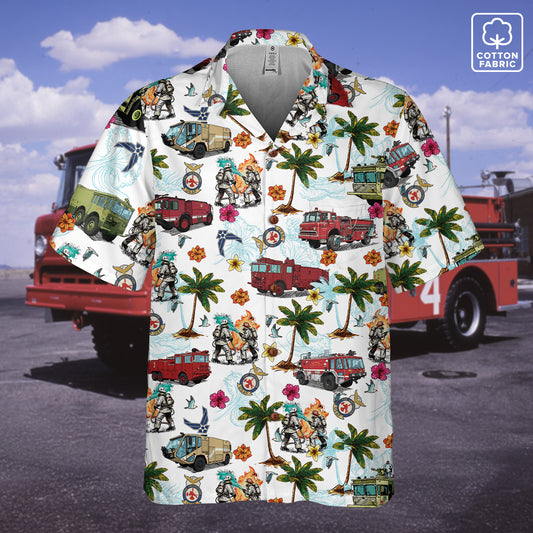 Air Force Firefighters Fundraiser Hawaiian Shirt by Island Vibes For Life - White
