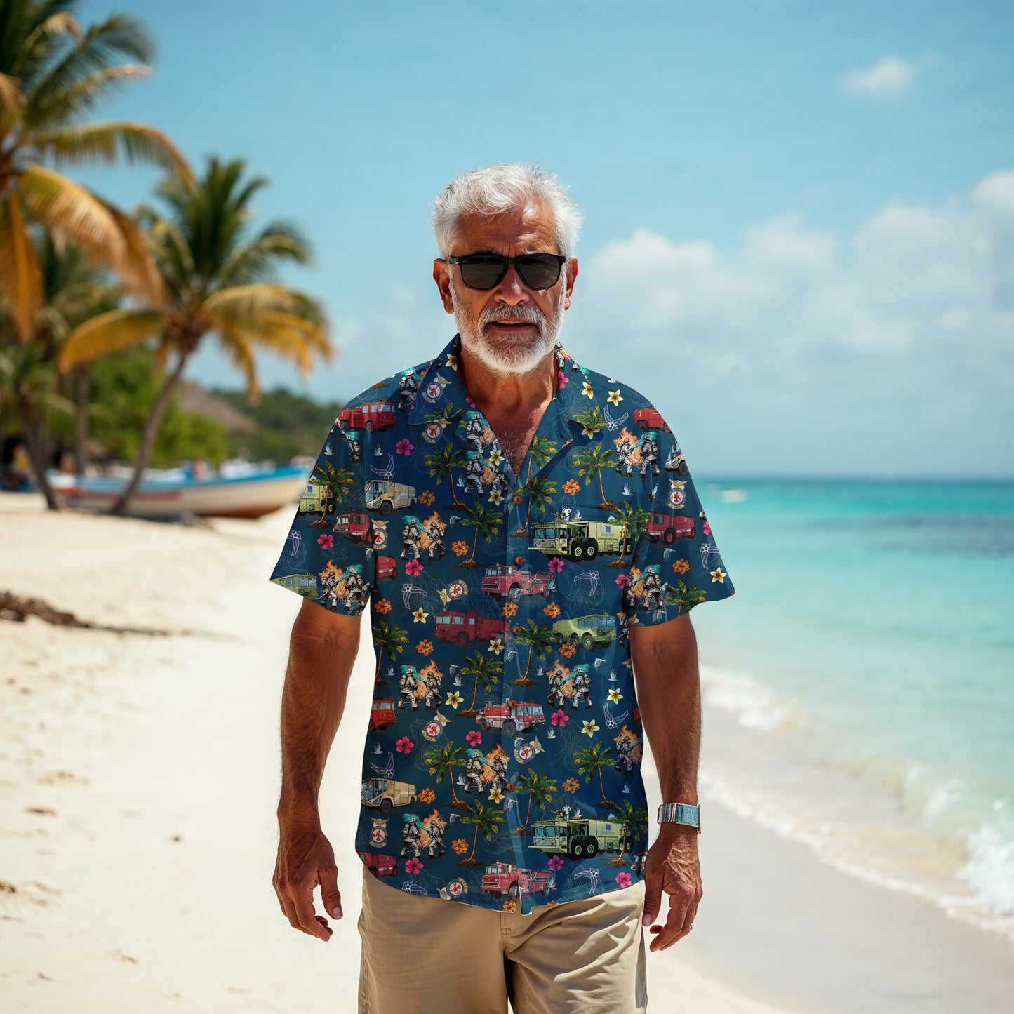 Air Force Firefighters Fundraiser Hawaiian Shirt by Island Vibes For Life - Blue