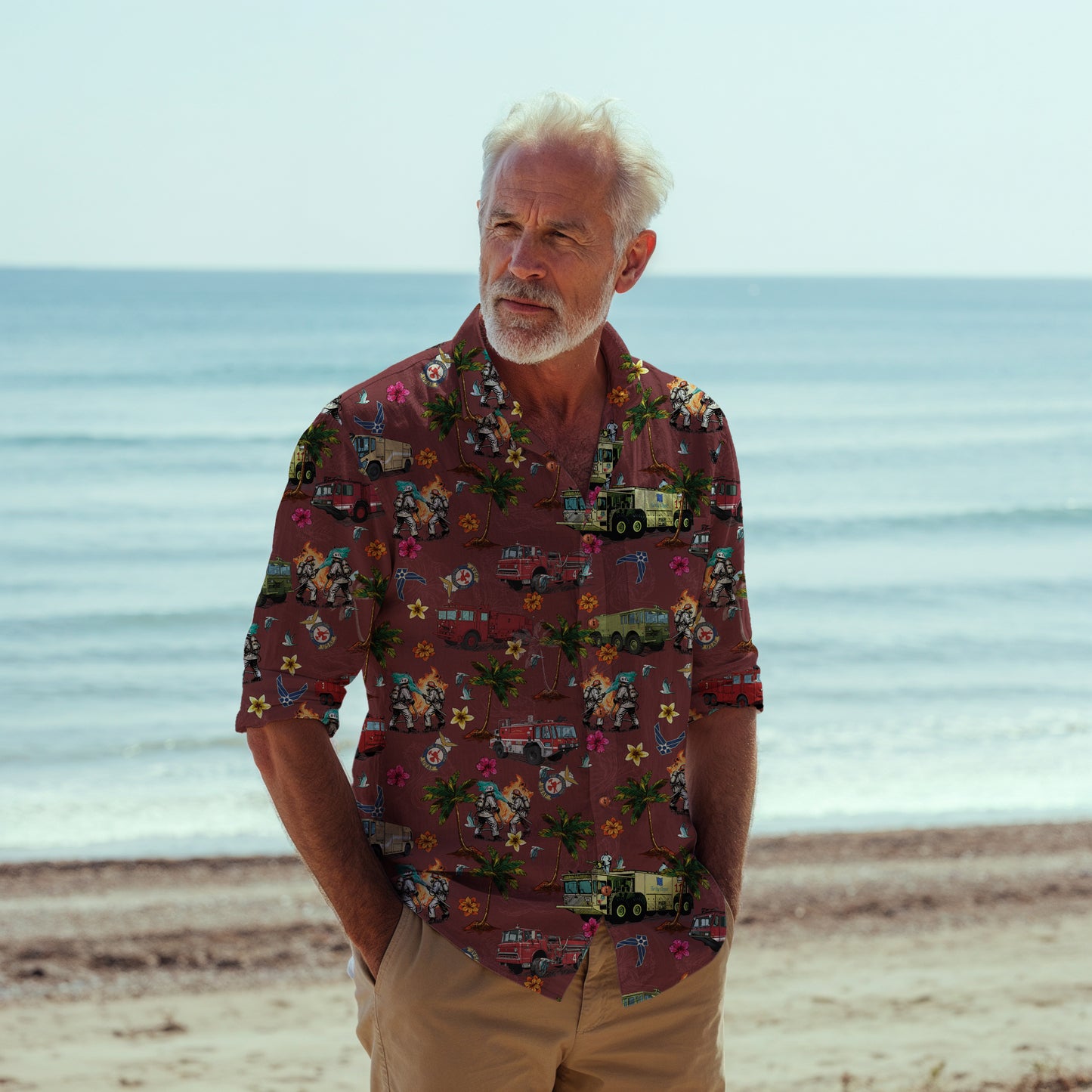 Air Force Firefighters Fundraiser Hawaiian Shirt by Island Vibes For Life - Red