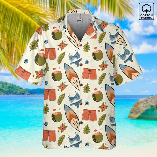 "Golden Sands Getaway" Hawaiian Shirt - 100% Cotton