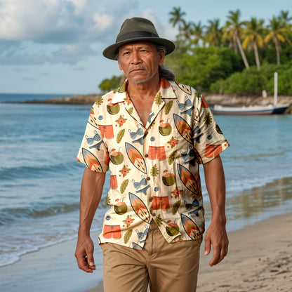 "Golden Sands Getaway" Hawaiian Shirt - 100% Cotton