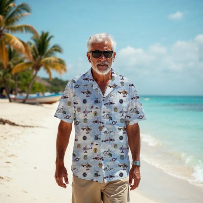 HH-43 "Huskie" Hawaiian Shirt – Cotton Edition | PEDRO-Inspired Vintage Aviation Vibes - Blue