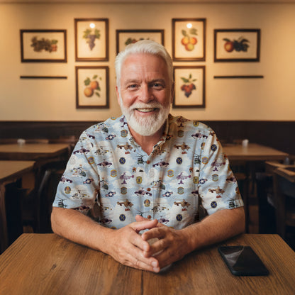 HH-43 "Huskie" Hawaiian Shirt – Cotton Edition | PEDRO-Inspired Vintage Aviation Vibes - Blue
