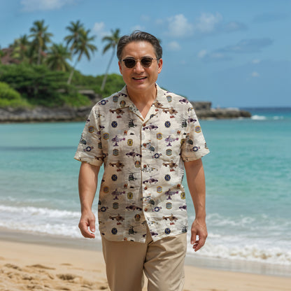 HH-43 "Huskie" Hawaiian Shirt – Cotton Edition | PEDRO-Inspired Vintage Aviation Vibes - Gray