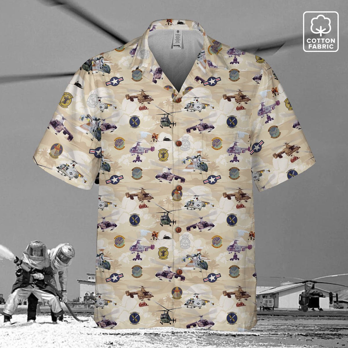 HH-43 "Huskie" Hawaiian Shirt – Cotton Edition | PEDRO-Inspired Vintage Aviation Vibes - Begie