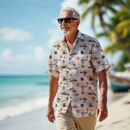 HH-43 "Huskie" Hawaiian Shirt – Cotton Edition | PEDRO-Inspired Vintage Aviation Vibes - Begie